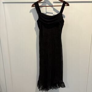 Vintage Dress 6 Black Midi 90s Y2K Whimsigoth‎ Glitter Sparkle Romantic Holiday